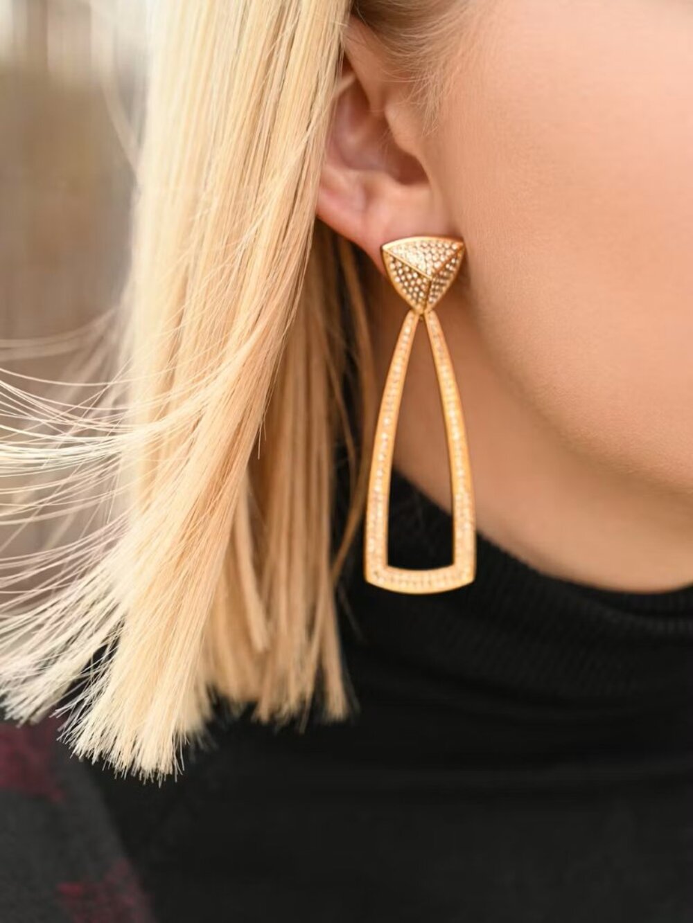 House of Harlow/Rachel Zoe Box of Style Gold Pave Open Drop Earrings
